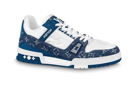 louis vuitton sneakers blue and white|louis vuitton denim sneakers women's.